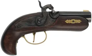 Derringer Pistol,
.45 caliber, 2-1/2" barrel, 
percussion, beech, brass trim,
used, by Traditions
